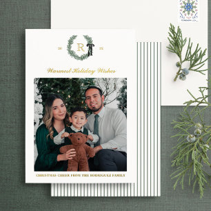 Tarjeta de vacaciones con foto y monograma en coro