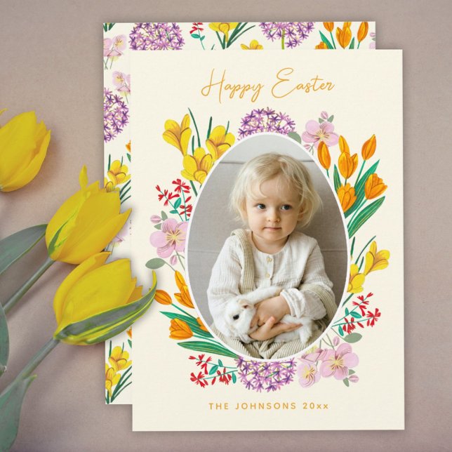 Tarjeta de vacaciones con fotos florales de Pascua (Subido por el creador)