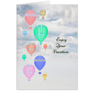 Tarjeta de vacaciones con globos aerostáticos