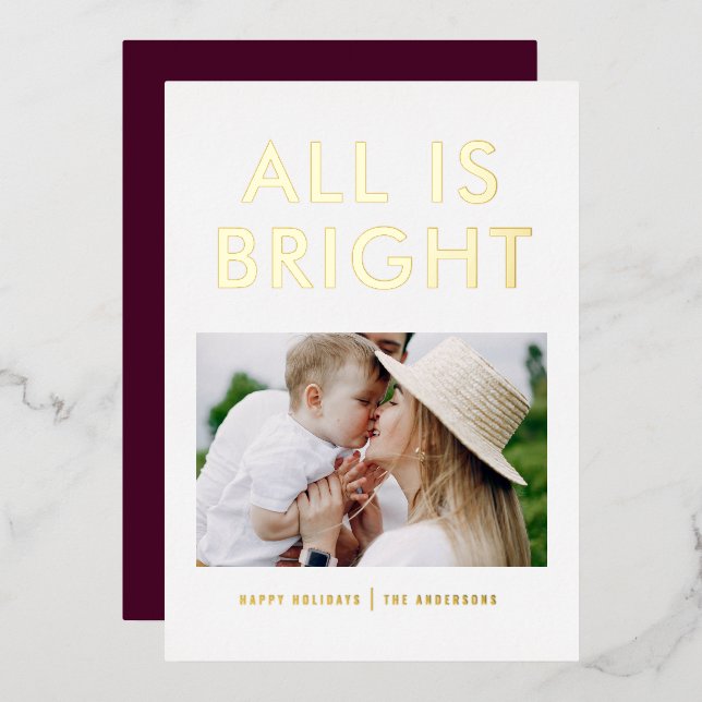 tarjeta de vacaciones con lámina elegante y 1 foto (Anverso/Reverso)