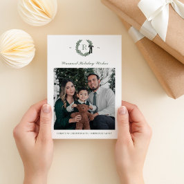 Tarjeta de vacaciones con monograma de la guerra d