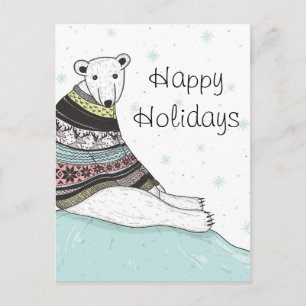 Tarjeta de vacaciones con oso polar puro
