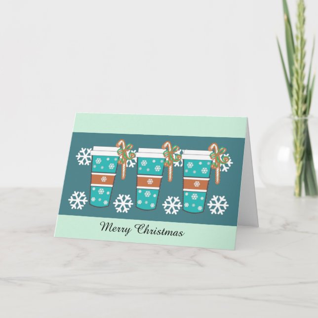 Tarjeta de vacaciones con tema de café de Navidad (Anverso)