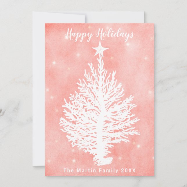 TARJETA DE VACACIONES CORALES | Árbol de Navidad c (Anverso)