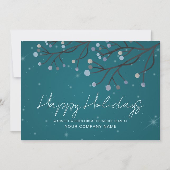 Tarjeta de vacaciones corporativa Blue Starry Nigh (Anverso)