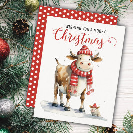 Tarjeta de vacaciones Cow Pun para navidades
