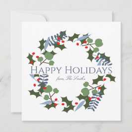 Tarjeta de vacaciones cuadrada de corona de Navida