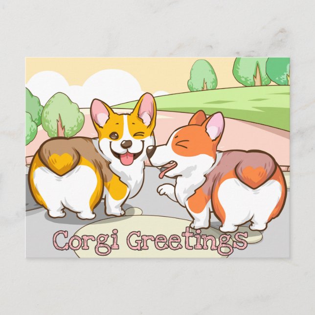 Tarjeta de vacaciones Cute Corgi (Anverso)