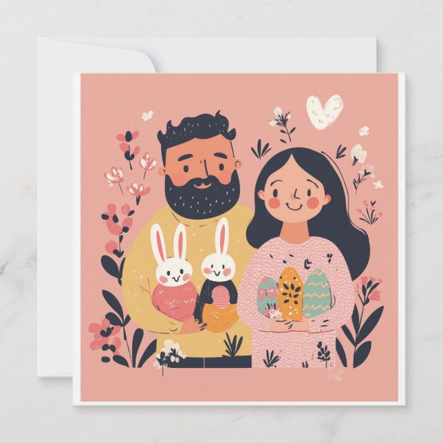 Tarjeta de vacaciones Cute Couple Ilustracion East (Anverso)