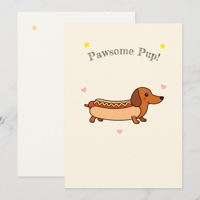 Tarjeta de vacaciones Cute dachshund hotdog (Anverso / Reverso)