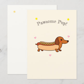 Tarjeta de vacaciones Cute dachshund hotdog