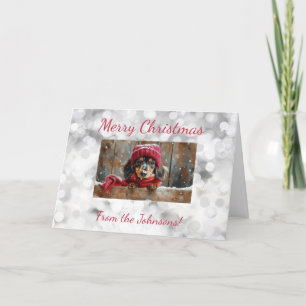 Tarjeta de vacaciones Cute Dachshund Navidades