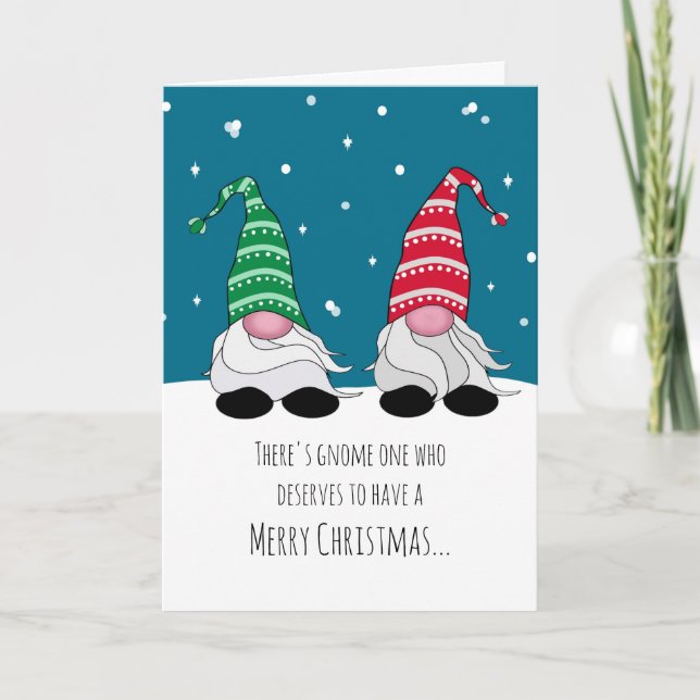 Tarjeta de vacaciones Cute Gnome Navidades (Anverso)