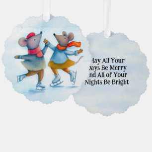 Tarjeta de vacaciones Cute Ice Skyline Mice Waterc