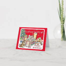 Tarjeta de vacaciones Cute Meerkats Navidades pleg