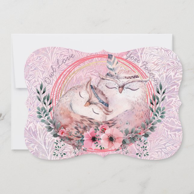 Tarjeta de vacaciones Cute Owls (Anverso)