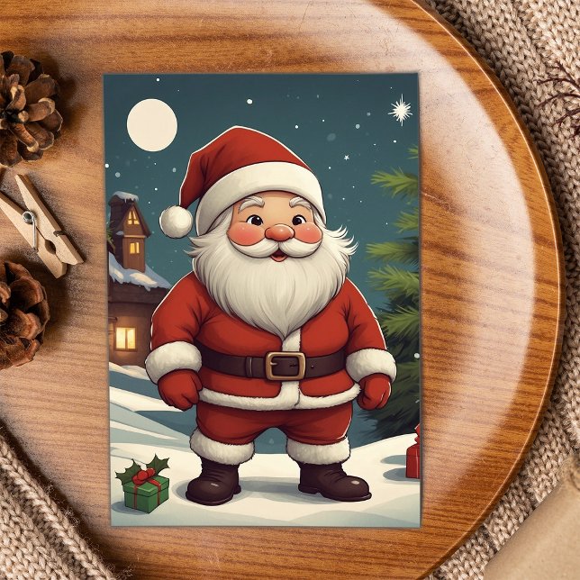 Tarjeta de vacaciones Cute Retro Dwarf Santa Navid (Subido por el creador)