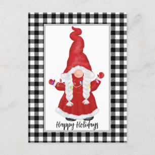 Tarjeta de vacaciones Cute Santa Gnome Personaliza