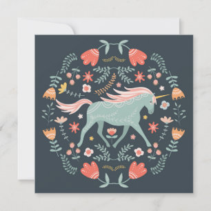Tarjeta de vacaciones Cute Scandi Unicorn