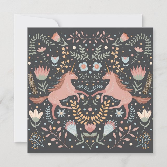 Tarjeta de vacaciones Cute Scandi Unicorn (Anverso)