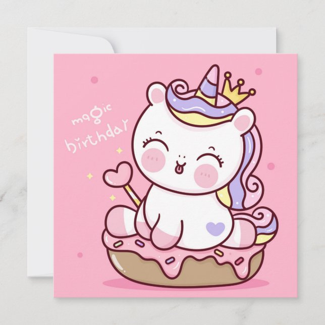Tarjeta de vacaciones Cute Unicorn (Anverso)