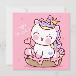Tarjeta de vacaciones Cute Unicorn