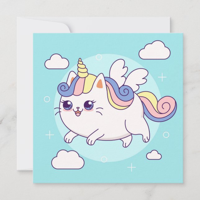 Tarjeta de vacaciones Cute Unicorn (Anverso)
