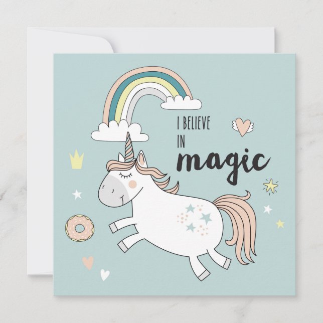 Tarjeta de vacaciones Cute Unicorn (Anverso)