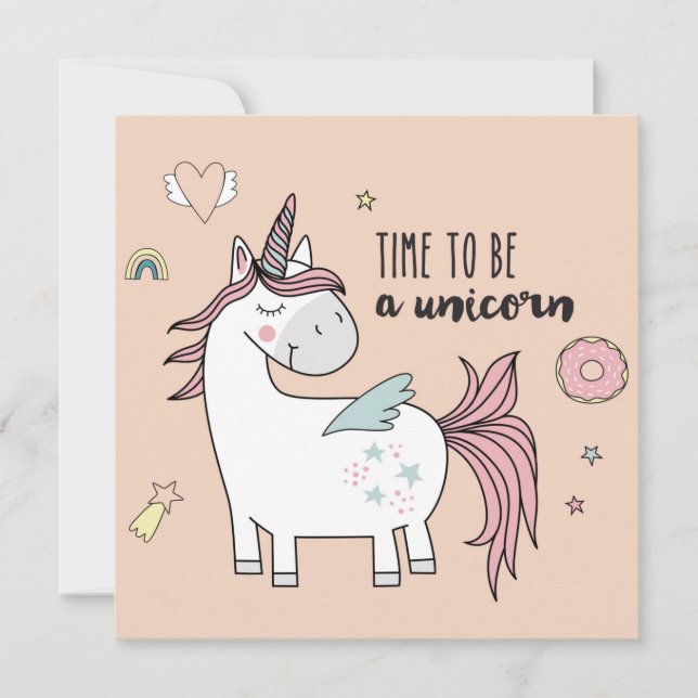 Tarjeta de vacaciones Cute Unicorn (Anverso)