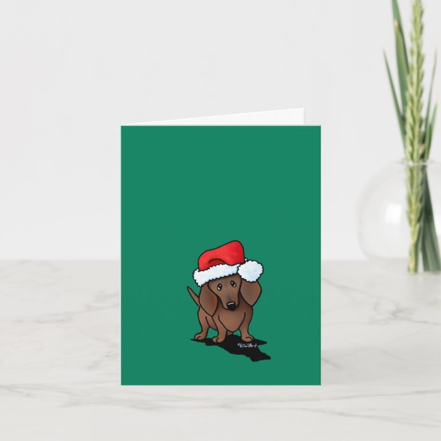 Tarjeta de vacaciones Dachshund para navidades (Anverso)