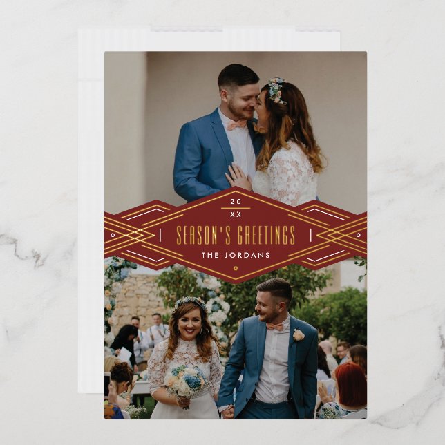 Tarjeta de vacaciones de 2 fotos de banda de deco  (Sobre)