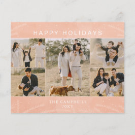 Tarjeta de vacaciones de 5 fotógrafos collage rosa