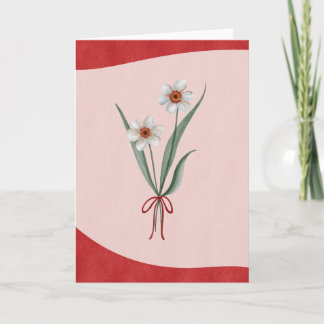 Tarjeta de vacaciones de acuarela de flor de narci
