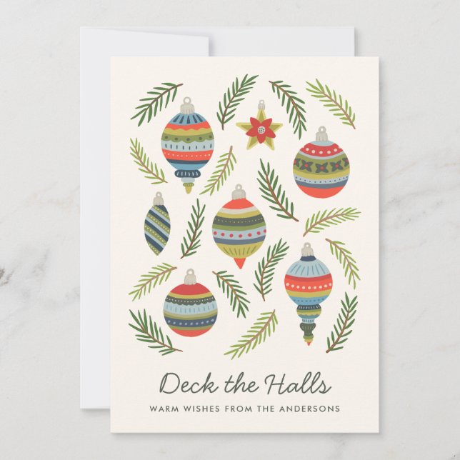 Tarjeta de vacaciones de adornos antiguos Decorar  (Anverso)