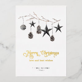 Tarjeta de vacaciones de adornos navideños moderno