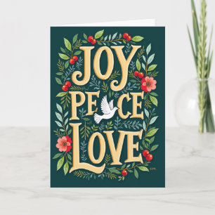Tarjeta de vacaciones de alegría paz amor