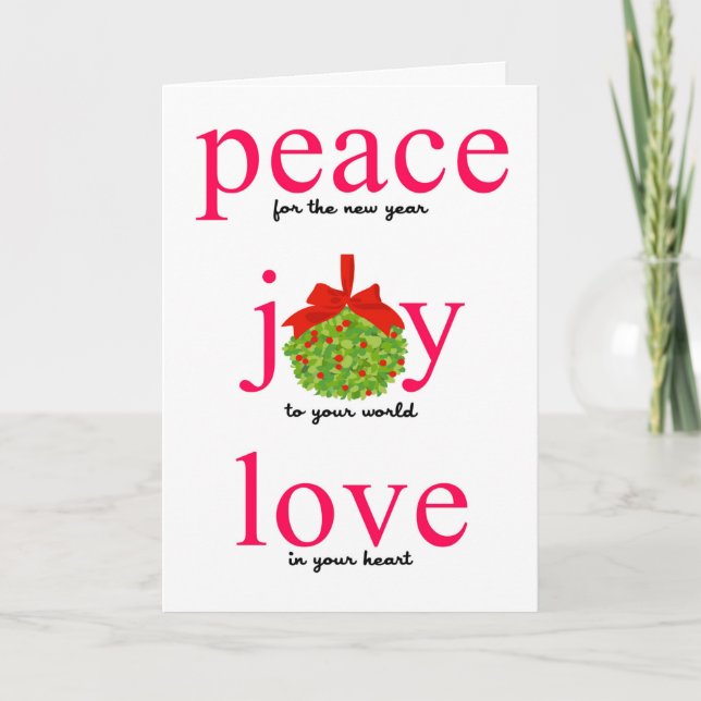 Tarjeta de vacaciones de amor de Peace Joy (Anverso)