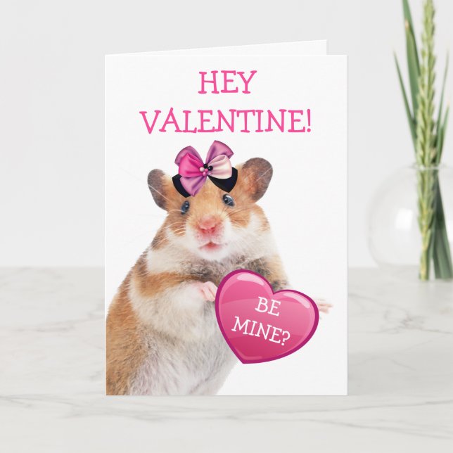 Tarjeta de vacaciones de amor de Valentine Hamster (Anverso)