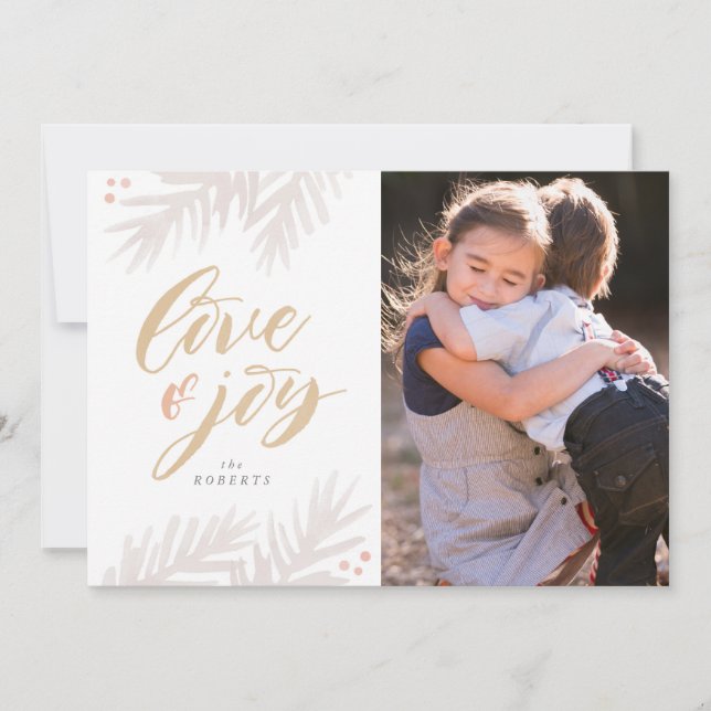 Tarjeta de vacaciones de amor y alegría con pincel (Anverso)