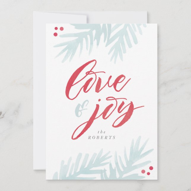 Tarjeta de vacaciones de amor y alegría con pincel (Anverso)