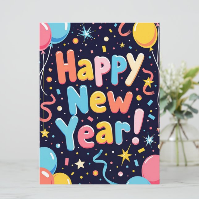 Tarjeta de vacaciones de Año Nuevo (Anverso de pie)