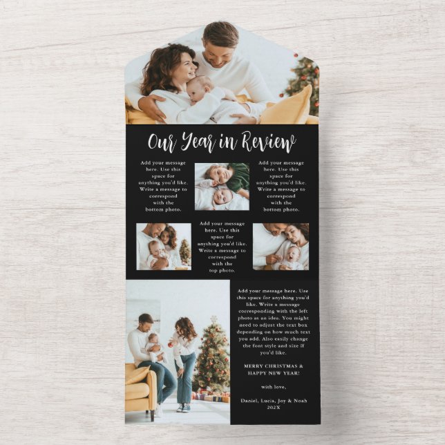 Tarjeta de vacaciones de Año Nuevo collage de foto (Interior)