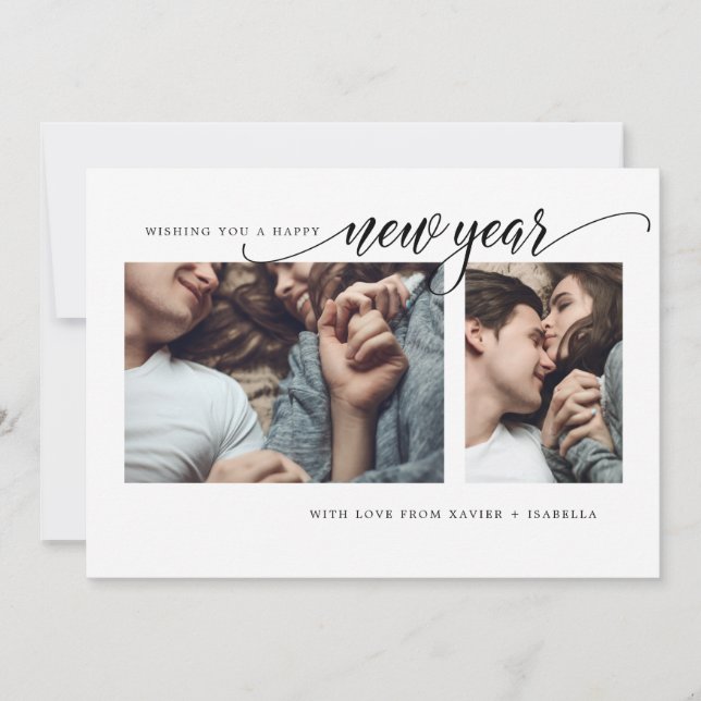 Tarjeta de vacaciones de Año Nuevo Collage moderna (Anverso)