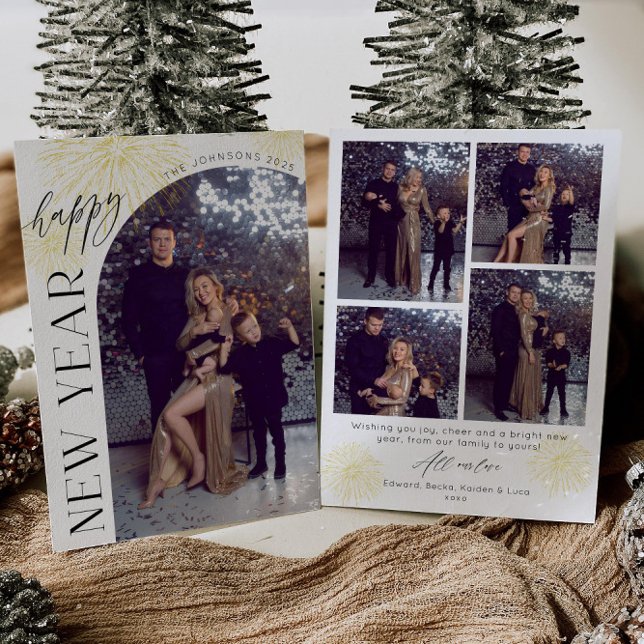 Tarjeta de vacaciones de Año Nuevo con fuegos arti (Subido por el creador)