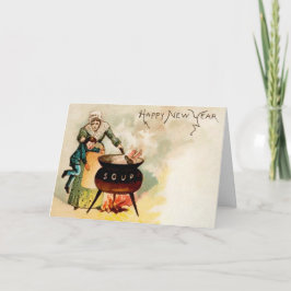 Tarjeta de vacaciones de Año Nuevo de la sopa infa