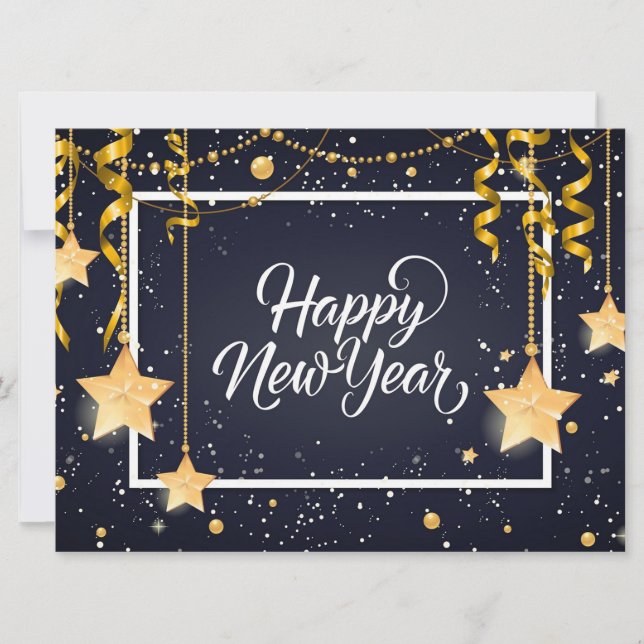 Tarjeta de vacaciones de Año Nuevo feliz (Anverso)