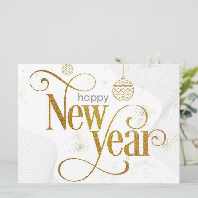 Tarjeta de vacaciones de Año Nuevo Feliz (Anverso de pie)