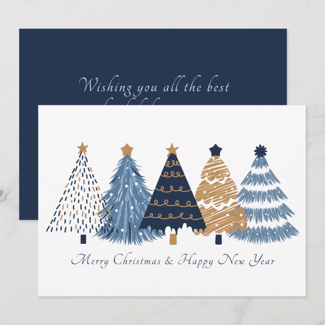 Tarjeta de vacaciones de Año Nuevo para Navidades  (Anverso / Reverso)