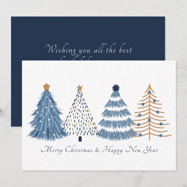 Tarjeta de vacaciones de Año Nuevo para Navidades  (Anverso / Reverso)