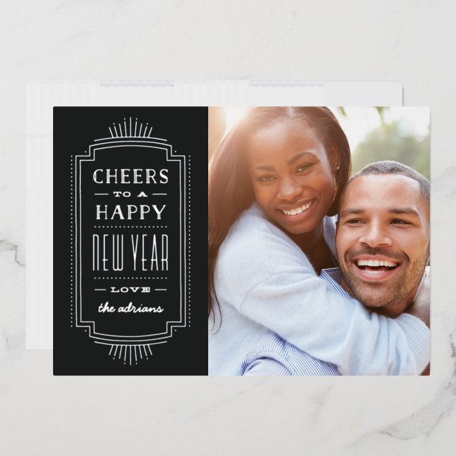 Tarjeta de vacaciones de Año Nuevo Relieve metaliz (Sobre)